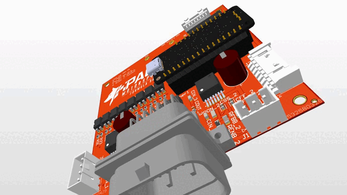 A rendering of the Main PCB